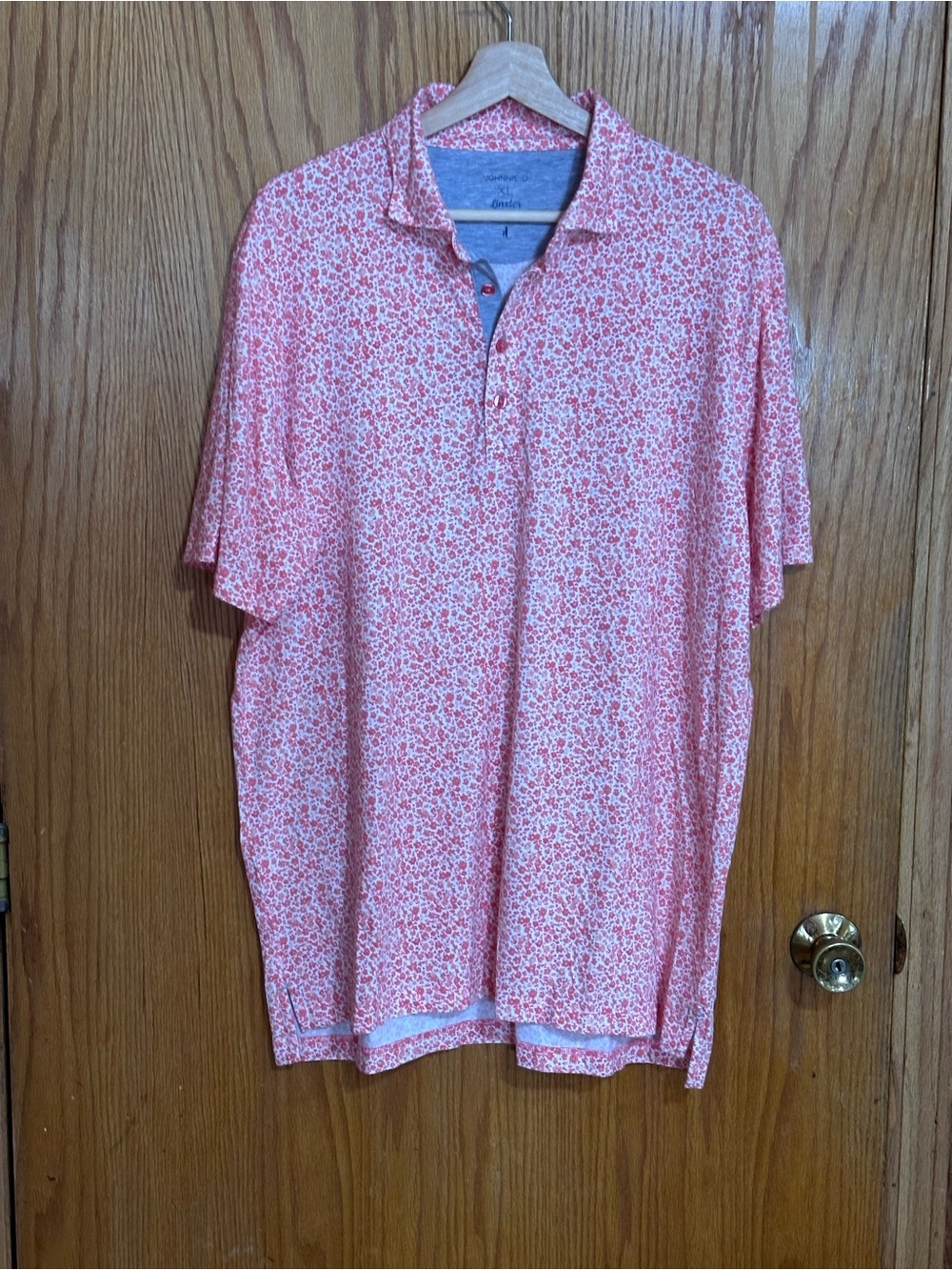 johnnie-O Pink linxter Floral Print Short Sleeve Polo sz xl